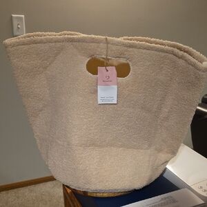 Cozy Beige Fleece Storage Tote